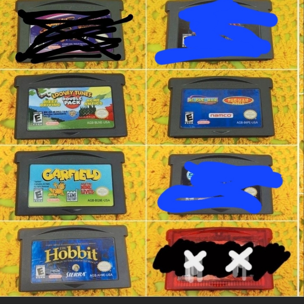 Gameboy Advance SP Games Garfield Hobbit Harry Potter Looney Tunes